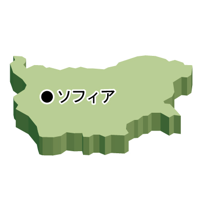 ブルガリア共和国無料フリーイラスト｜首都名・立体(緑)